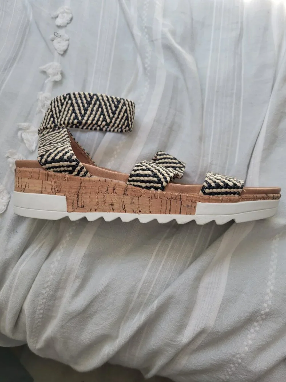 Catherine Malandrino Davina Woven Chevron Cork Platform Sandal Resortwear sz 6.5